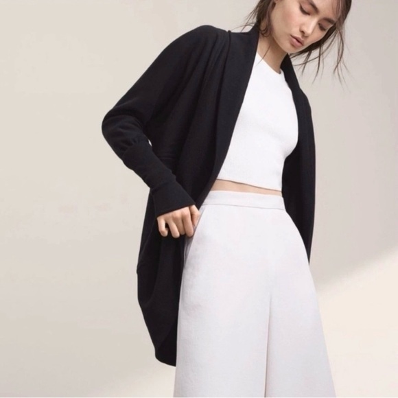 Aritzia Wilfred Diderot Slouchy Cocoon Sweater Cardigan Grey Cotton Modal XXS - Picture 2 of 15